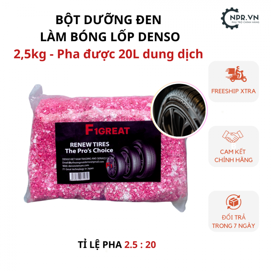 Xịt bóng lốp xe, dung dịch dưỡng đen bóng lốp xe ô tô, xe máy, xe tải DENSO F1GREAT chuyên dụng - 4L,xit bong lop xe dung dich duong den bong lop xe o to xe may xe tai denso f1great chuyen dung  4l